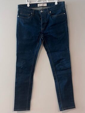 Topman Slim Stretch Skinny Jeans in Dark Blue